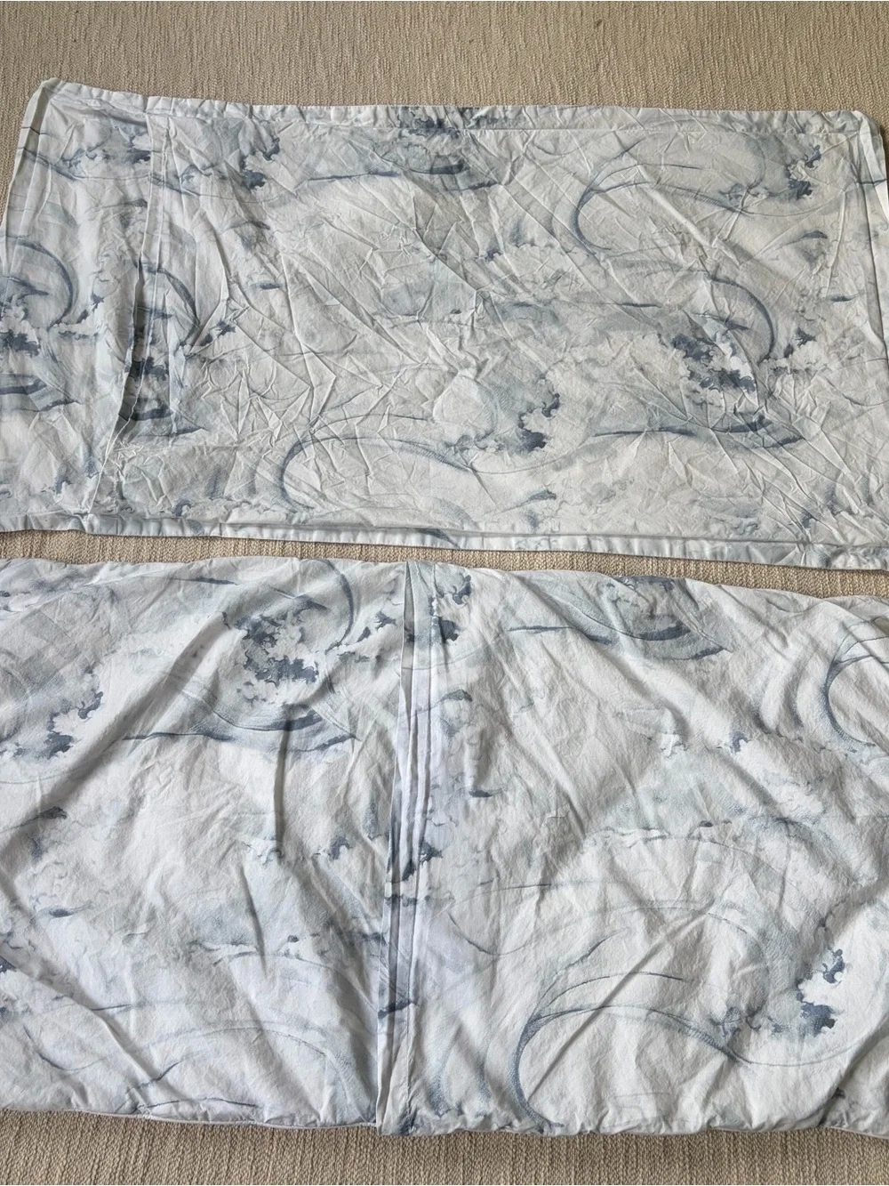 Pottery Barn Stinson Wave Percale 100% Cotton King Pillowcase Shams Set of 2